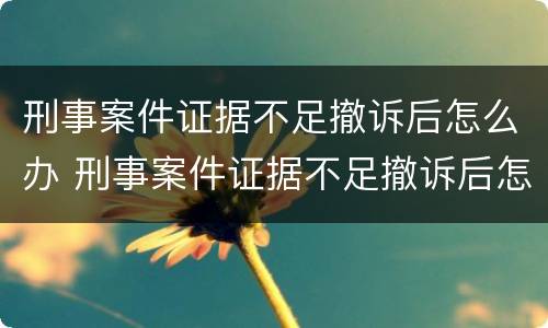 刑事案件证据不足撤诉后怎么办 刑事案件证据不足撤诉后怎么办理