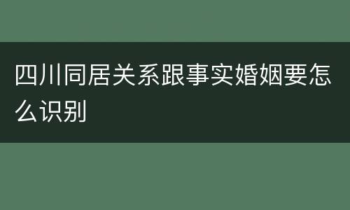 四川同居关系跟事实婚姻要怎么识别