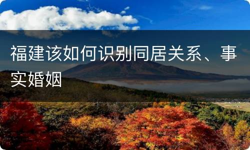 福建该如何识别同居关系、事实婚姻