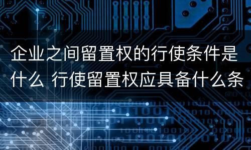 企业之间留置权的行使条件是什么 行使留置权应具备什么条件