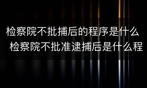 检察院不批捕后的程序是什么 检察院不批准逮捕后是什么程序