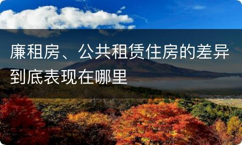 廉租房、公共租赁住房的差异到底表现在哪里