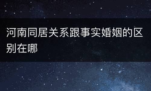 河南同居关系跟事实婚姻的区别在哪