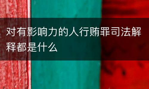 对有影响力的人行贿罪司法解释都是什么