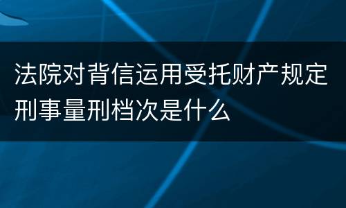 法院对背信运用受托财产规定刑事量刑档次是什么