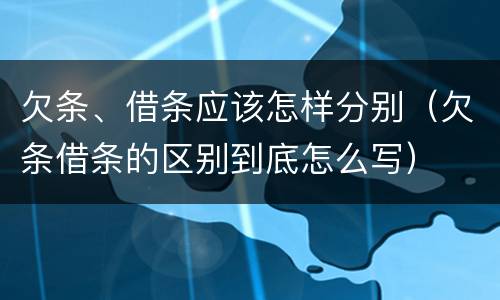 欠条、借条应该怎样分别（欠条借条的区别到底怎么写）