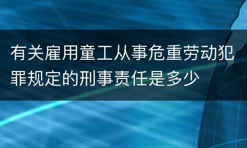 有关雇用童工从事危重劳动犯罪规定的刑事责任是多少