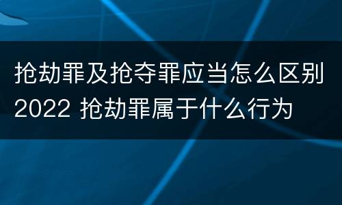 抢劫罪及抢夺罪应当怎么区别2022 抢劫罪属于什么行为