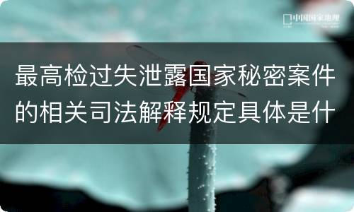 最高检过失泄露国家秘密案件的相关司法解释规定具体是什么主要内容