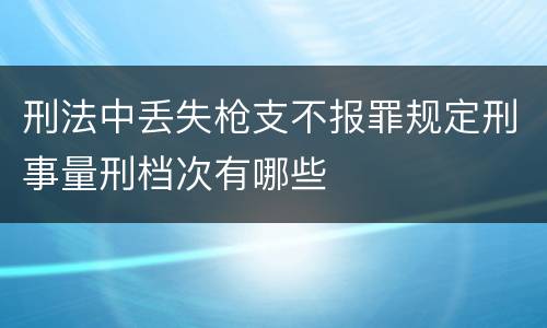 刑法中丢失枪支不报罪规定刑事量刑档次有哪些