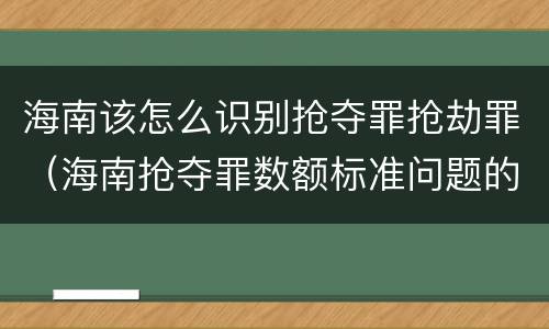 海南该怎么识别抢夺罪抢劫罪（海南抢夺罪数额标准问题的规定）