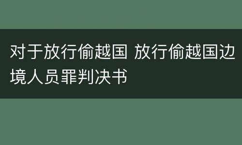 对于放行偷越国 放行偷越国边境人员罪判决书