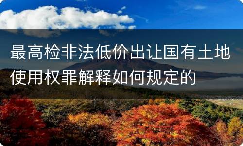 最高检非法低价出让国有土地使用权罪解释如何规定的