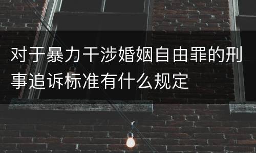 对于暴力干涉婚姻自由罪的刑事追诉标准有什么规定