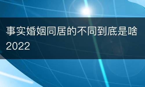 事实婚姻同居的不同到底是啥2022