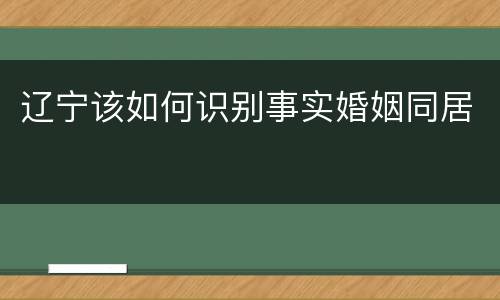 辽宁该如何识别事实婚姻同居