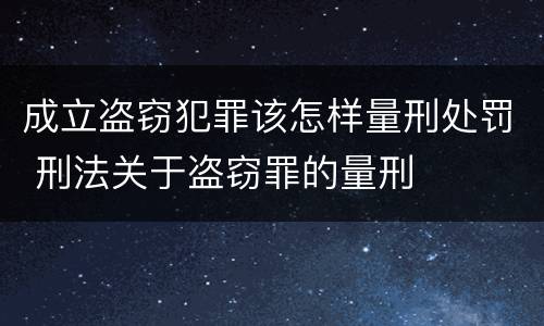 成立盗窃犯罪该怎样量刑处罚 刑法关于盗窃罪的量刑