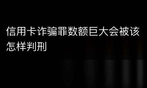 信用卡诈骗罪数额巨大会被该怎样判刑