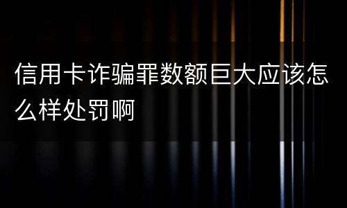 信用卡诈骗罪数额巨大应该怎么样处罚啊