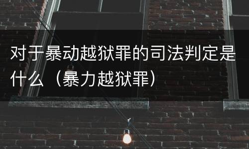 对于暴动越狱罪的司法判定是什么（暴力越狱罪）