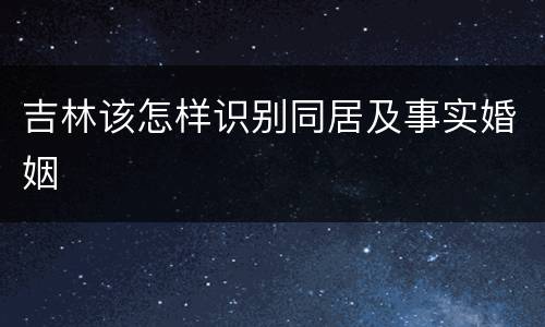 吉林该怎样识别同居及事实婚姻