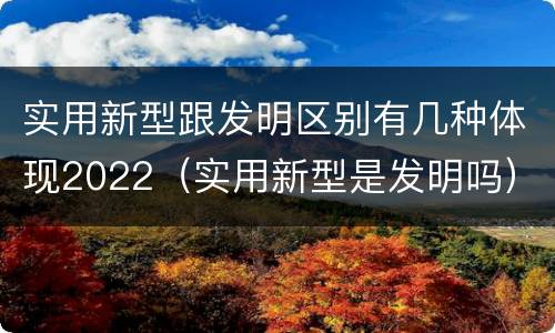 实用新型跟发明区别有几种体现2022（实用新型是发明吗）