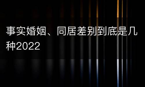 事实婚姻、同居差别到底是几种2022