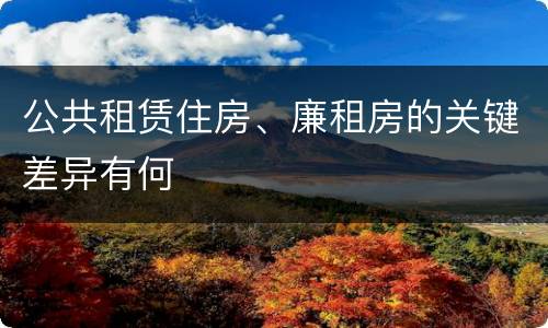 公共租赁住房、廉租房的关键差异有何