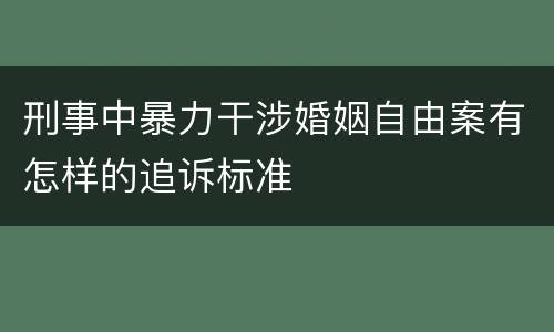 刑事中暴力干涉婚姻自由案有怎样的追诉标准