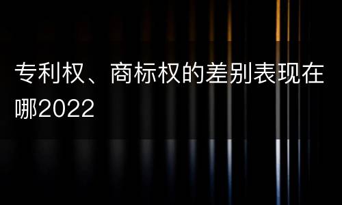 专利权、商标权的差别表现在哪2022