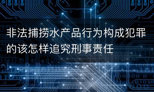 非法捕捞水产品行为构成犯罪的该怎样追究刑事责任