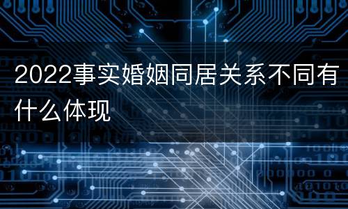 2022事实婚姻同居关系不同有什么体现