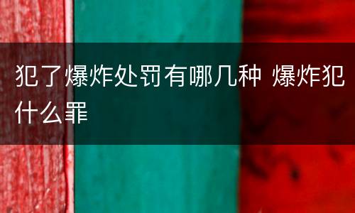 犯了爆炸处罚有哪几种 爆炸犯什么罪