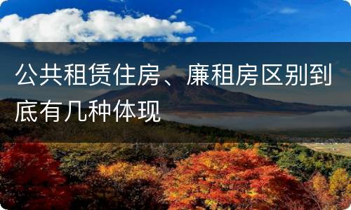 公共租赁住房、廉租房区别到底有几种体现