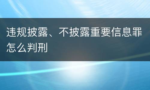 违规披露、不披露重要信息罪怎么判刑