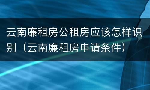 云南廉租房公租房应该怎样识别（云南廉租房申请条件）