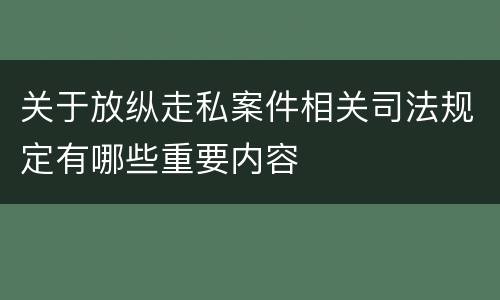 关于放纵走私案件相关司法规定有哪些重要内容