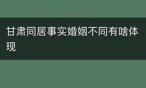 甘肃同居事实婚姻不同有啥体现