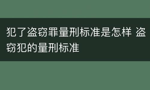 犯了盗窃罪量刑标准是怎样 盗窃犯的量刑标准