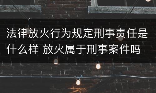 法律放火行为规定刑事责任是什么样 放火属于刑事案件吗