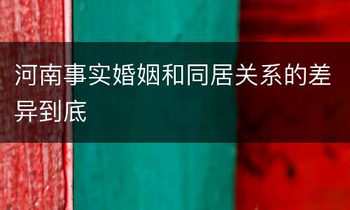 河南事实婚姻和同居关系的差异到底