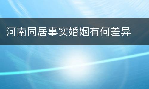 河南同居事实婚姻有何差异