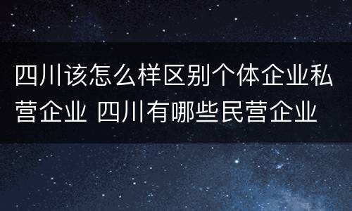 四川该怎么样区别个体企业私营企业 四川有哪些民营企业