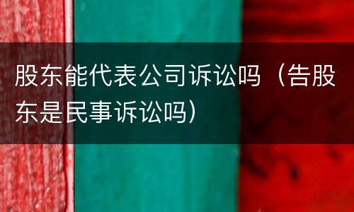 股东能代表公司诉讼吗（告股东是民事诉讼吗）