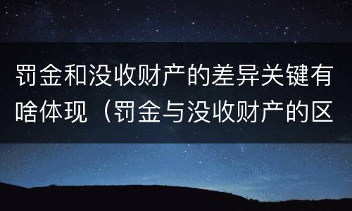 罚金和没收财产的差异关键有啥体现（罚金与没收财产的区别与联系）