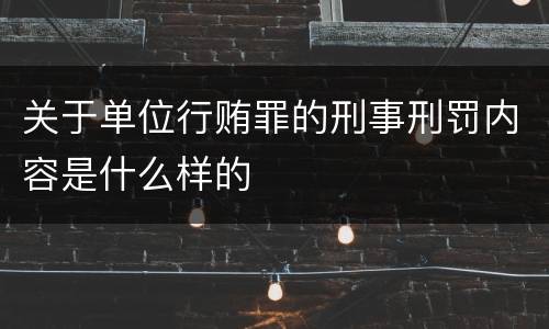 关于单位行贿罪的刑事刑罚内容是什么样的