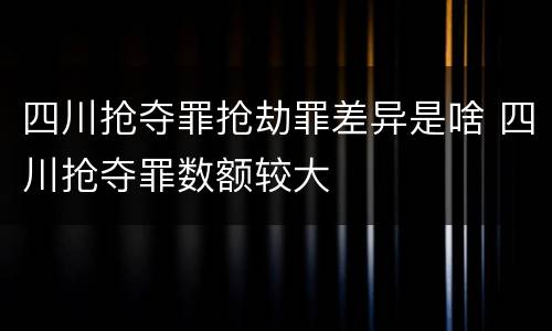 四川抢夺罪抢劫罪差异是啥 四川抢夺罪数额较大