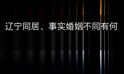 辽宁同居、事实婚姻不同有何