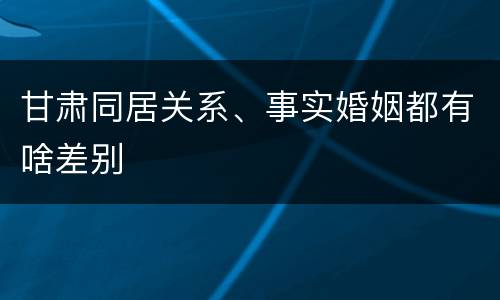 甘肃同居关系、事实婚姻都有啥差别