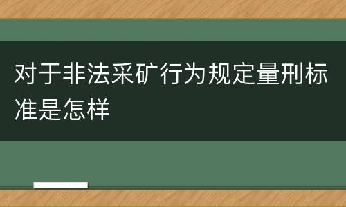 对于非法采矿行为规定量刑标准是怎样